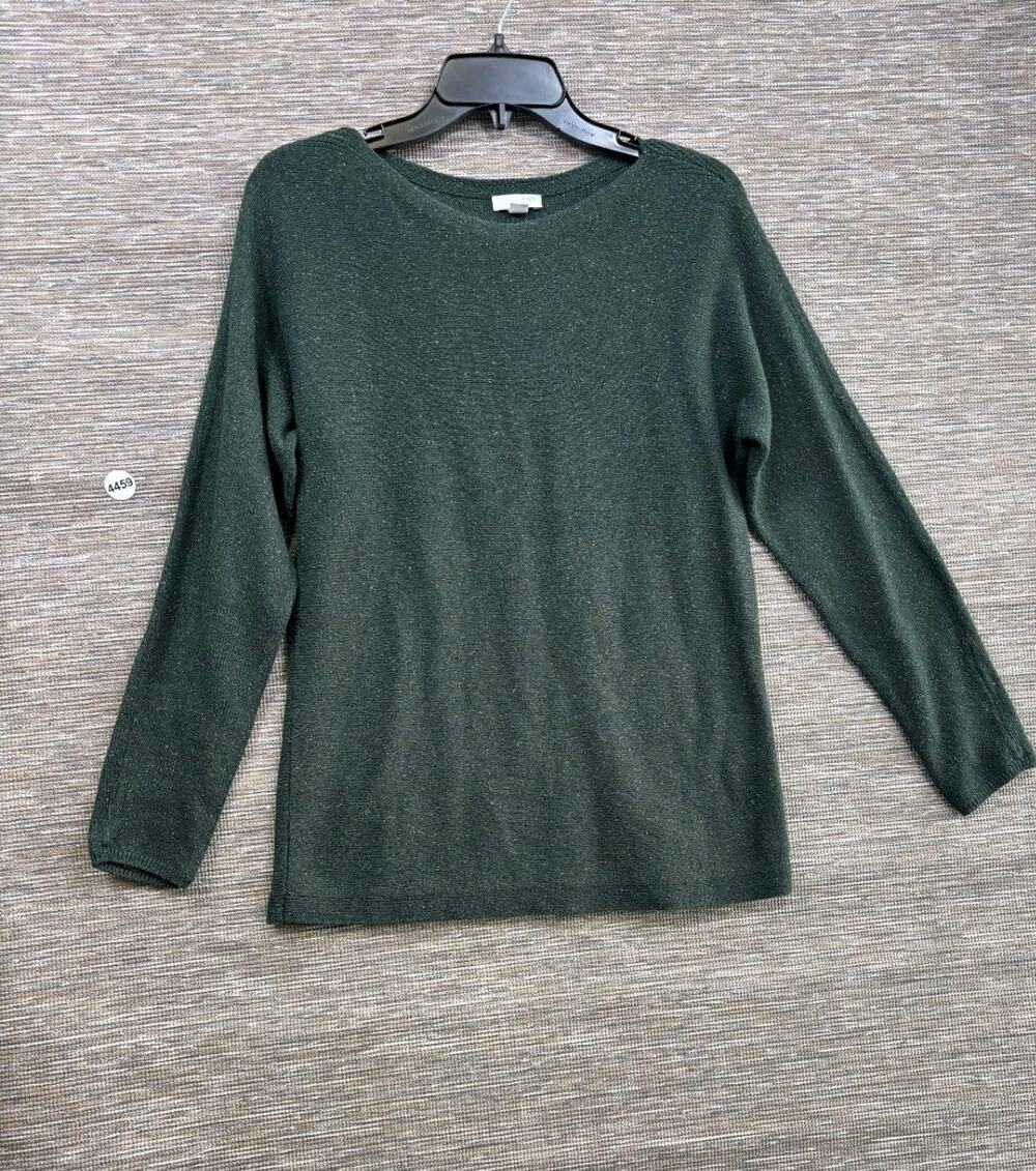 J Jill Knit Sweater Womens Size S Green Marled Long Sleeve Scoop-Neck